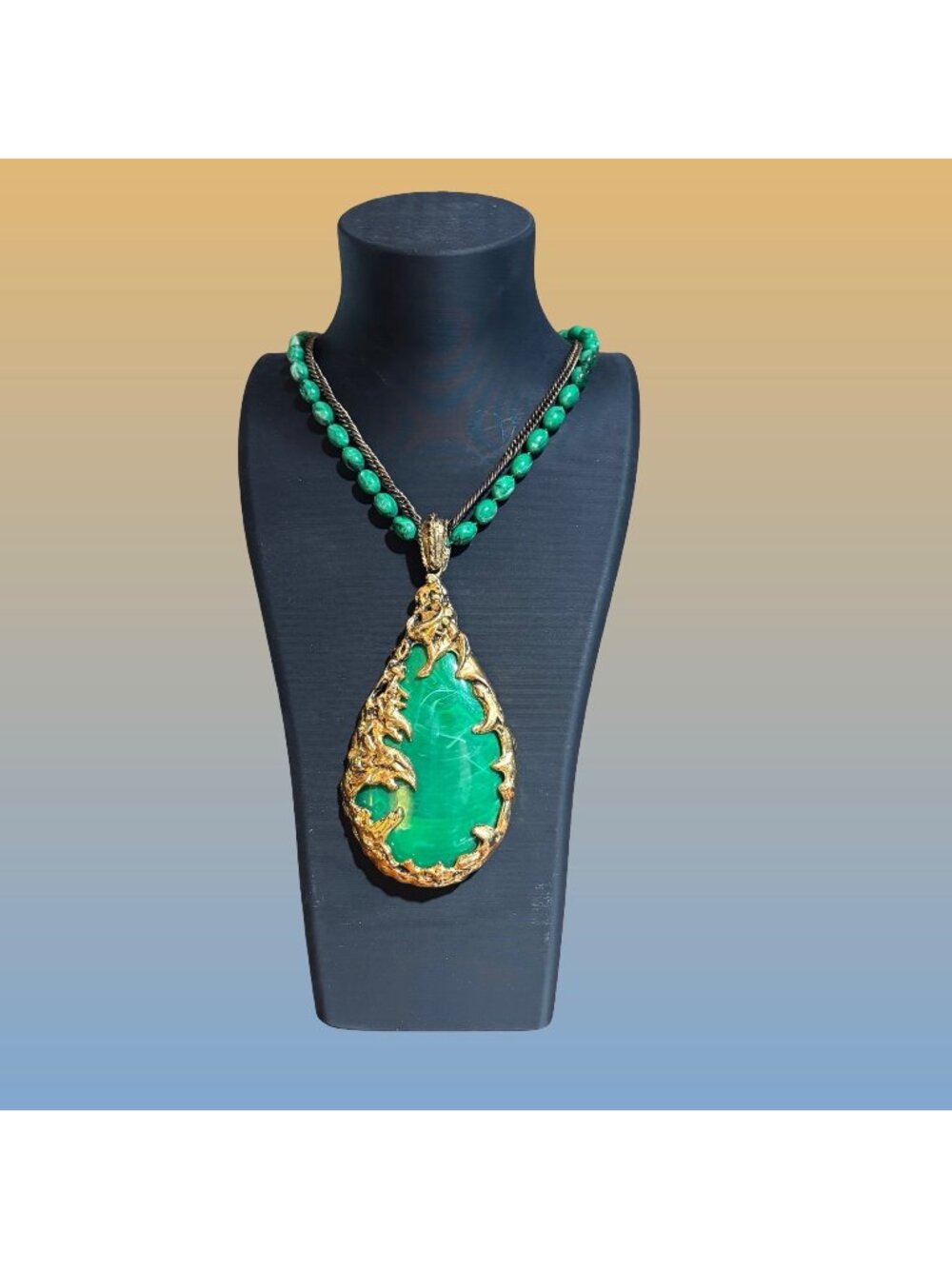 Love Witch Movie Green Pendant Necklace Elaine Inspired Statement Vintage